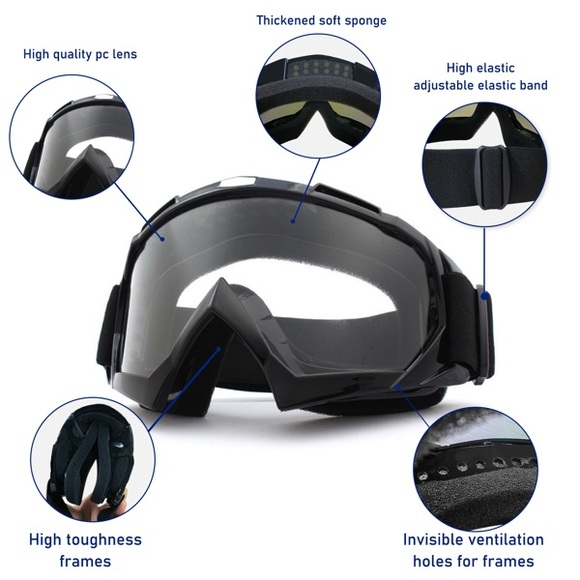 Black Motorcycle Goggles - Picture 3 of 11